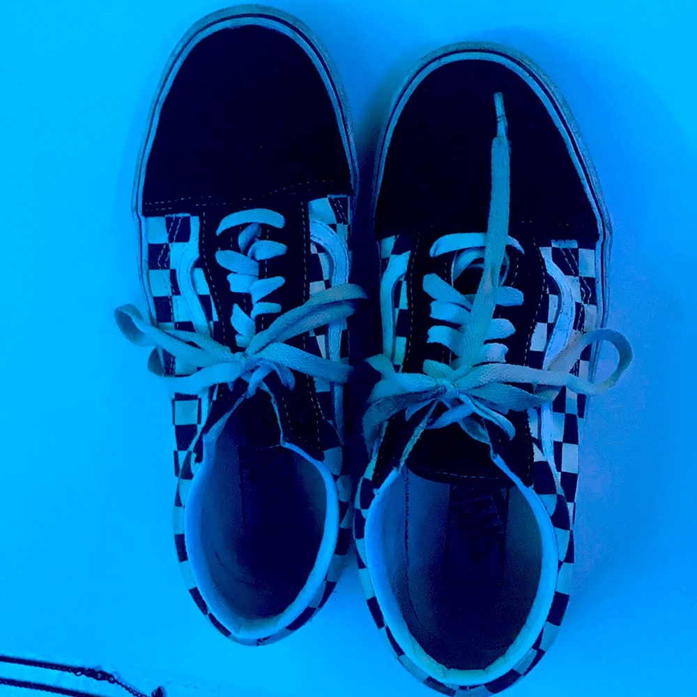black and white lace checkered vans
